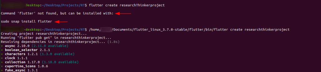 command flutter not found