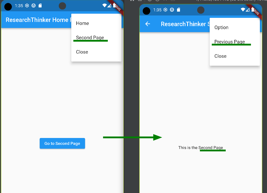 Appbar with clickable options